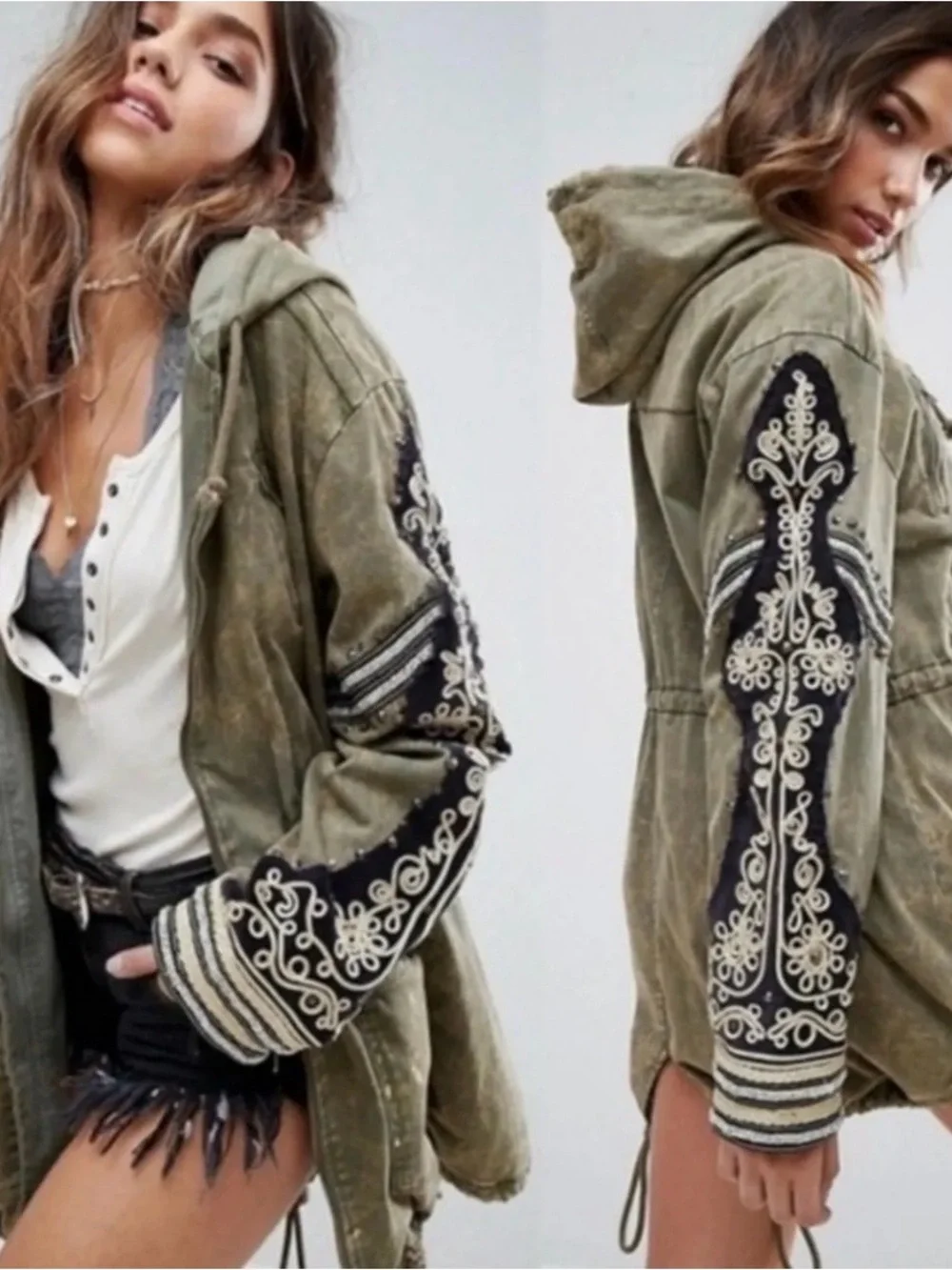 Free People RARE military parka!! Tagged an XS